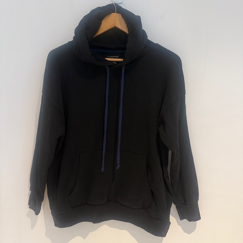 LANDS END Teen Youth Black Long Sleeve Hoodie Size XL